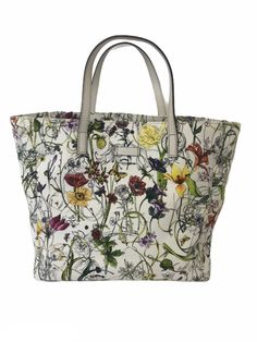 FJ1000741 EEX                               FANCY JEWELRY & LOAN                   GUCCI 282439                                                                                         Description:         For sale we have this amazing multicolor flower themed Gucci shoulder bag model 282439 with dimensions approximately 11"x10"x9". This purse shows minor stains inside bottom of bag, nothing major or extreme. This bag does not come with other accessories such as dust bag or box. This sale is for Gucci Flower, Types Of Handbags, Gucci Shoulder Bag, Tote Pattern, Fancy Jewelry, Tote Bag Pattern, Bag Shoulder, Flower Pattern, Tote Handbags