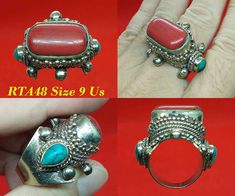 Detail : Smart Tibetan Red Coral Turquoise Stone Band Unisex Ring Size 9 Us RTA48 Product ID : RTA48 Product Name : Tibet Ring Weight : 29.2 g. Ring Size : 9 US Stone Type : Coral Turquoise Shape : Same Picture Origin : Tibet ------------------------------ Detail : Smart Tibetan Red Coral Turquoise Stone Band Unisex Ring Size 11 Us RTA49 Product ID : RTA49 Product Name : Tibet Ring Weight : 27 g. Ring Size : 11 US Stone Type : Coral Turquoise Shape : Same Picture Origin : Tibet Traditional Adjustable Turquoise Ring For Gift, Traditional Adjustable Turquoise Ring As Gift, Traditional Adjustable Turquoise Ring, Adjustable Traditional Turquoise Ring As Gift, Traditional Handmade Silver Turquoise Ring, Traditional Silver Turquoise Ring, Traditional Turquoise Gemstone Ring, Traditional Handmade Turquoise Ring, Adjustable Red Turquoise Ring As Gift