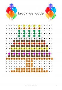 an image of a cross stitch pattern with balloons in the background and text that reads kraak de code