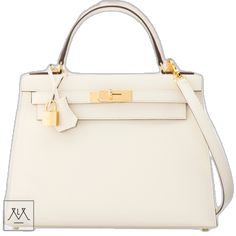 Classic Tan Calf Leather Bag, High-end Cream Top Handle Bag, Designer White Satchel For Daily Luxury, Designer White Satchel For Everyday Luxury, Luxury Tan Bag With Leather Lining, Elegant Beige Calf Leather Bags, Formal White Calf Leather Shoulder Bag, Light Luxury Formal Bags With Gold-tone Hardware, Designer White Calf Leather Bag