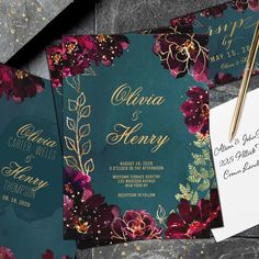 the wedding stationery is laid out on top of each other and ready to be used