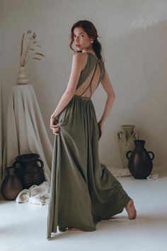 Boho Bridesmaid Dresses, Bridesmaid Dresses Green, Bridesmaid Dresses Boho, Serbia And Montenegro, Dresses Green, Organic Cotton Dress, Boho Bridesmaid, Green Bridesmaid Dresses, Bohemian Dress