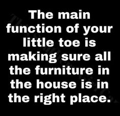 the main function of your little toeis making sure all the furniture in the house is in the right place