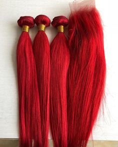 3bundles red human hair extensions with hair closure human hair bundles red brazillian hair wefts hair weaving free shipping colour:red straight 3bunldes with a 4x4 lace closure 100% real human hair ship by DHL and reach in 3-5days Hair Weaving, Human Hair Bundles, Hair Closure, Real Human Hair, Hair Weft, Colour Red, Hair Bundles, Human Hair Extensions, Lace Closure