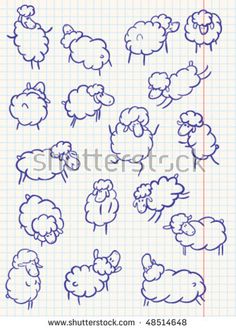 sheep and lambs drawn on graph paper