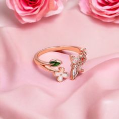 Why Us? 🌸   Free & Fast Shipping 📦 30-Day Moneyback Guarantee ✔️ Elegant & Aesthetic ⭐ Beautiful Japanese Atmosphere 🌠 Introducing our Cute Japanese Flower Butterfly Ring 🌸🦋. Embrace the charm of nature with this whimsical ring, adorned with delicate flowers and a graceful butterfly. Inspired by Japanese flora and fauna, this ring captures the essence of beauty and transformation. Wear it to add a touch of sweetness and elegance to your style. Let our Cute Japanese Flower Butterfly Ring be a delightful statement piece that brightens your day. Elegant Adjustable Flower Ring For Mother's Day, Adjustable Green Flower Ring As Gift, Adjustable Green Flower Ring For Gift, Adjustable Green Flower Ring Gift, Elegant Green Butterfly Ring As Gift, Green Flower Ring For Promise, Green Rings For Spring Gift, Green Ring For Spring Gift, Flower-shaped Ring For Mother's Day Gift