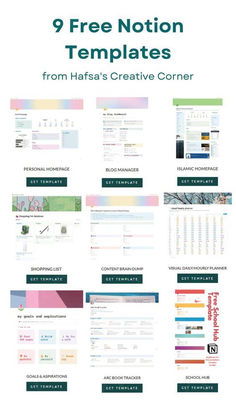 the 9 free website templates from hafaa's creative corner, which are available