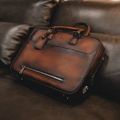 *MADE TO ORDER: ETA is 30-40 days from order date Formal Brown Bridle Leather Briefcase, Luxury Bridle Leather Briefcase With Leather Lining, Luxury Cognac Briefcase With Leather Backing, Luxury Brown Leather Briefcase, Brown Bridle Leather Briefcase With Leather Lining, Luxury Brown Briefcase With Leather Lining, Formal Brown Briefcase With Leather Backing, Stitching Leather, Full Grain Leather