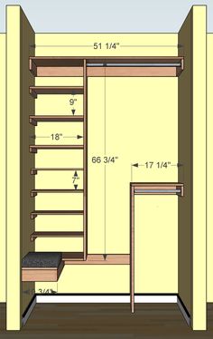 a closet with shelves and drawers is shown