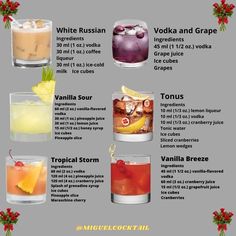 the different types of cocktails are shown in this graphic diagram, which shows how to make