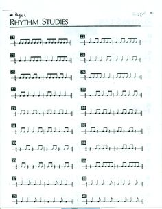 sheet music notation for the rhythm studies