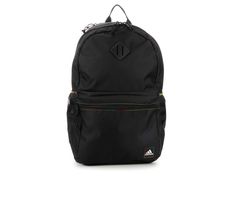 a black backpack that is sitting on top of a white surface and it's zippered