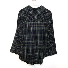 Get ready to turn heads in this stunning dark green plaid button-up shirt from CJ Banks. With its flattering fit and long sleeves, it's perfect for any season. Made from a comfortable cotton blend knit, this shirt is both stylish and cozy. Whether you're dressing up or keeping it casual, this shirt is a must-have addition to your wardrobe. Don't miss out on this unique and eye-catching piece! Oversized Green Shirt For Fall, Green Long Sleeve Flannel Shirt For Work, Plaid Long Sleeve Flannel Shirt With Button Closure, Plaid Long-sleeve Top With Button Closure, Plaid Long Sleeve Top With Button Closure, Green Flannel Shirt For Workwear And Fall, Green Long Sleeve Flannel Shirt With Buttons, Winter Plaid Buttoned Tops, Green Relaxed Fit Button-up Flannel Shirt