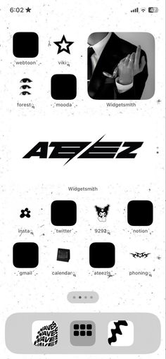 the back side of a computer screen showing different types of logos and font on it