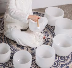 "👉Set of 7 bowls  This set 7 pcs chakras crystal singing bowl. Default is included (7\"B)  (7\"G)  (8\"A)  (9\"F)  (10\"E)  (11\"D)  (12\"C), then 2 pcs Rubber mallets and 2 suede strikers. 👉How To Play 1.one should strike the 3 sides of the bowl , in an upright position 2.Use a suede striker or rubber mallet to gently tap the bowl surface close to the flat top edge 3.then \"follow the sound around the bowl\"with the striker or mallet,enhancing the duration Remark：Methods of friction points ha Crystal Singing Bowls, Tibetan Bowls, Sound Bath, Amber Crystal, Deep Meditation, Singing Bowl, Deep Relaxation, Crystal Bowls, Sound Healing