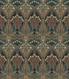 an art deco wallpaper design in brown and blue