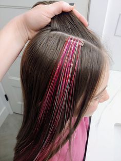 Easily add some bling to your hair with our reusable clip-in hair tinsel extensions! So easy to use!  Choose from 8 different VALENTINE THEMED tinsel color options and 4 clip color options.  Tinsel in pink, light pink, red and silver to make all your valentine festivities extra special!  Metal hair clips should match your current hair color so it blends easily and creates a seamless look. One extension clip creates a simple touch of bling but if you're looking for bigger impact we recommend 4-6 Hair Tinsel Holder Travel, Tinsel Colorful Lights, Glow Hair Extensions, Shiny Tassel In Hair, Bead In Hair Extensions, Coloured Clip In Hair Extensions, Clip In Hair Extensions Colors, Hair Tinsel Extensions, Festival Hair Wigs & Extensions