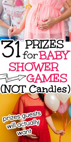 Prizes for Baby Shower Games: 31 prizes guests will actually want to win - and therefore will play all those baby shower games you planned! If you're looking for prize ideas that are not the typical candles and mugs, this list is it. Game Gifts For Baby Shower Prize Ideas, Sprinkle Shower Games, Baby Shower Game Prizes Cheap, Baby Shower Game Prizes For Guests, Cheap Baby Shower Prizes, Coed Baby Shower Prizes, Baby Shower Game Gift Ideas, Baby Shower Gift Ideas For Guests, Baby Shower Game Gift