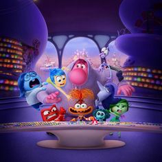 an animated movie scene with many characters on the table and in front of them are monsters