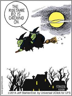 a cartoon with a witch flying in the sky