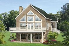 this is an artist's rendering of a two story house with porches and balconies