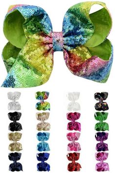 Give your little one's getup a fun sparkling accent with the our Jumbo Sequin Bows. Featuring a lovely sequence design, this lovely bow will match with any outfit your young one wears. From luscious curls to silky straight hair, you can go ahead and experiment with any type of hairstyle you like and top it off with this chic bow. Our over sized hair bows are made with 2.75" wide sequin fabric and measure approximately 7 inches in width. bullets:Includes: Bow Sparkle In Pink, Purple Pumpkin, Purple Halloween, Love Sparkle, Sequin Bow, Sequin Fabric, Sweet Style, Girls Headbands