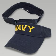 The Navy Twill Visor offers classic styling with the washed twill fabric that has become a favorite. 100% Cotton Adjustable Velcro back closure Raised embroidered design Adjustable Cotton Visor, Classic Navy Adjustable Baseball Cap, Navy Cotton Visor Hat, Navy Cotton Visor Baseball Cap, Navy Outdoor Visor Baseball Cap, Navy Hats, Navy Man, The Navy, Mens Navy