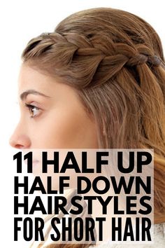 Hairstyles for School Events: Cute and Classy Shoulder Length Updo, Short Hair Updo Easy, Half Up Half Down Short Hair, Lazy Girl Hairstyles, Updo Easy, Up Hairdos, Half Up Half Down Hair Prom, Top Knots, Prom Hair Down