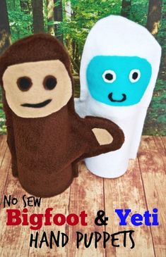 there are two stuffed toys that look like toothpaste and one has a face on it