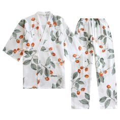 Printed White Sleepwear For Home, White Printed Sleepwear, Printed Cotton Lounging Sets, Orange Cotton Sleepwear For Loungewear, Orange Cotton Sleepwear, Orange Cotton Sleepwear For Home, Orange Cotton Pajama Party Set, Comfortable Printed Cotton Sleepwear, Orange Sleepwear For Spring Sleepover