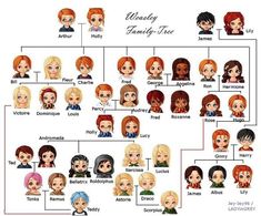 a family tree with many different people