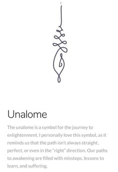 an image of the word unalome written in black ink on a white background