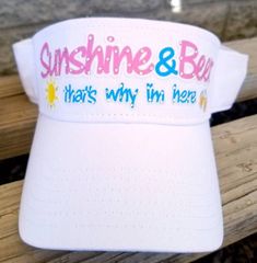 Girls weekend sun visors! Custom Bling Sun Visors and Hats, Sunshine and Beer That's Why I'm Here!, Lake Hats, River Hats, Boat Hats, Pool Hats, Fun Sun Visors This listing is for one Custom saying sun visors and/or trucker cap, If you would like to change the saying on the front of the visor contact me with what you are wanting to see if it can be done before purchasing. Contact me if you want design on trucker hat, baseball cap or cadet hat. Group discounts available! Click here to see all my White Cap Visor For Beach, Adjustable White Summer Visor, White Adjustable Summer Visor, White Spring Visor, One Size Fits Most, White Visor For Spring, One Size Fits Most, White Visor One Size Fits Most For Spring, White One-size Spring Visor, Beach Visor Hat With Letter Print, Fun Sports Visor Hat