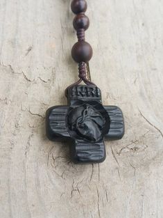 Wooden Rosary/Knotted Rosary/5decade rosary/Religious gift/Men's Rosary/Catholic Rosary/Communion Gi Adjustable Spiritual Rosary With Cross Pendant, Adjustable Spiritual Rosary As Gift, Black Cross Rosary As Gift, Spiritual Crucifix Jewelry And Charms Gift, Adjustable Spiritual Cross Necklace, Adjustable Rosary With Miraculous Medal Gift, Black Crucifix Rosary As Gift, Handmade Cross Rosary For Blessings, Handmade Spiritual Rosary With Cross