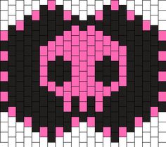 a pink and black cross stitched pattern with the letter o in it's center