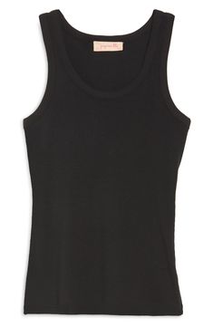 Relax, this ribbed tank has got you for both comfort and support in an easy-fit cut from stretch cotton and a hidden built-in shelf bra. Style Name:Papinelle Ribbed Shelf Bra Tank. Style Number: 6240992. Black Sleeveless Tank Top With Ribbing, Black Ribbed Scoop Neck Tank Top, Stretch Ribbed Scoop Neck Vest, Black Stretch Ribbed Tank Top, Fitted Scoop Neck Ribbed Tank Top, Fitted Ribbed Scoop Neck Tank Top, Fitted Ribbed Tank Top With Scoop Neck, Fitted Ribbed Tank Top For Layering, Fitted Ribbed Tank Top For Everyday