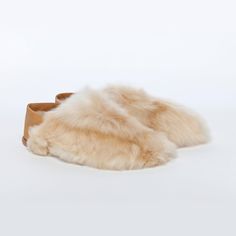 Luxury alpaca fur Almond Satin Express slippers with leather soles, leather heel, and sheepskin interior. Handmade. Designed in Paris. Animal cruelty free. Ethical alpaca fur. Suri. Sustainable fashion. BABOOSHA PARIS. Luxury Slippers, Suri Alpaca, Soft Slippers, Fashion Slippers, Designer Slippers, Fur Slippers, Material Design, Vegetable Tanned Leather, Free Coloring