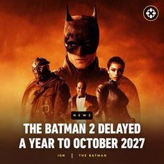 the batman 2 movie poster is shown in red and orange colors, with an image of two