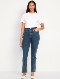 no-gap high waist zip fly front scoop pockets back patch pockets straight leg sizes 00-14: curvy waist is 2” smaller and 2” roomier at hip sizes 16 and up: curvy waist is ½” smaller and ¾” roomier at hip sits at belly button hits at ankle 28" regular inseam 26" petite inseam 31" tall inseam models are approx.  5'9" and wear sizes s (4), l (12), and xl (18)machine wash according to the care instruction label  . Best Holiday gift for Women , perfect Jeans for Christmas! Curvy Straight Leg Jeans Outfit, Straight Leg Jeans Outfit, Post Surgery Clothing, Straight Leg Jeans Outfits, Straight Ankle Jeans, Smaller Waist, Family Maternity, Perfect Jeans, Old Navy Women