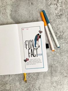 an open notebook with the words fun fact on it