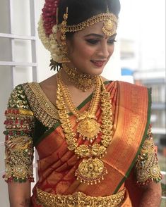 South Indian Blouse Designs, Blouse Designs Indian, Jewellery Indian, Saree Design, Wedding Blouse, Indian Bridal Wear