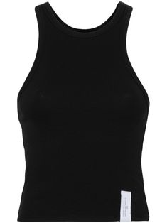 black cotton fine ribbed round neck sleeveless straight hem Ribbed Tank Top, Ribbed Tank Tops, Ribbed Tank, Cami Tanks, Black Tank Tops, Black Cotton, Top Brands, Round Neck, Tank Top