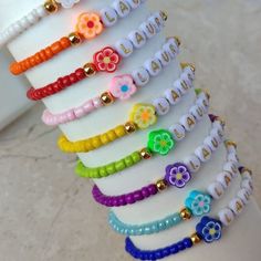 Adjustable Colorful Beads Friendship Bracelets As Personalized Gift, Personalized Cute Beaded Bracelets, Cute Adjustable Friendship Bracelets With Tiny Beads, Bracelets For Kids, Diy Gifts To Sell, Small Bead Bracelet, Clay Bead Necklace, Preppy Bracelets, Jewelry For Kids