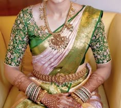 Half Saree Blouse Maggam Work, Pattu Saree Blouse Designs Maggam Work Latest Bridal, Green Pattu Blouse Maggam Work Designs, Green Pattu Sarees Weddings, Green Pattu Blouse Designs, Green Blouse Maggam Work, Green Blouse Embroidery Designs, Green Maggam Work Blouses Design