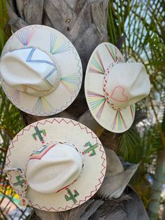 The wait is over! This hat is Ready to Ship and your order will be processed and shipped within 3-7 business days. Items with embroidery customization will be shipped within 2 weeks. White Palm Straw Hat with Pink Heart/Rainbow Fan Design by Corazon Playero. Custom designed and hand made hats by artisans in San Jose Del Cabo, Mexico. These hats are one size fits most with an elastic band inside to add comfort and fit for all head sizes. Please note, all hats come with natural braid unless custom San Jose Del Cabo Mexico, Rainbow Fan, Girls Crafts, Hat Burning, Spring Hat, Custom Made Hats, Hat Art, Cabo Mexico, Heart Rainbow