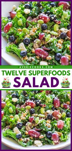 this salad is loaded with grapes, broccoli, and other ingredients to make it superfoody