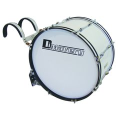 a white drum with the word dmv on it's side and black hardware