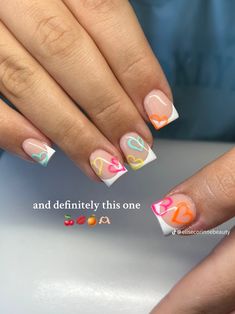 Square Nails Designs Short, Nails Acrylic Short Design Ideas, Braider Nails Ideas Short, Short Square Gel Nail Designs, Creamfields Nails, Shorties Nail Designs, Simple Short Nail Designs Summer, Short Nails Design Ideas 2024 Summer, Short Nails Colorful