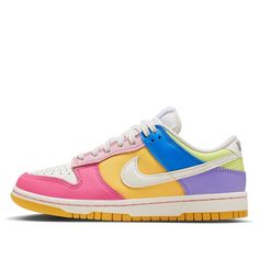 Nike Dunk Low Multicolor, Preppy Nikes, Colorful Dunks, Preppy Jordans, Colorful Nikes, Neon Nike Shoes, Pretty Sneakers, Colorful Sneakers, Jordan Shoes Girls