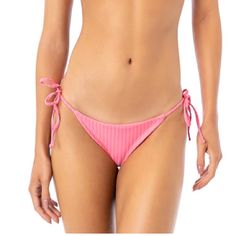 Tie Reversible Bikini Bottom Pink Tie-side Beachwear Bottoms, Pink Tie-side Bottoms For Beach Season, Pink Tie-side Bottom Swimwear For Sunbathing, Pink Tie-side Bottoms For Beach Party, Pink Beach-style Bottoms For Sunbathing, Beachy Pink Bottoms For Sunbathing, Pink Tie-side Bottom Swimwear For Beach Party, Pink Tie-side Bottom Swimwear For Spring, Spring Pink Tie-side Swimwear Bottom